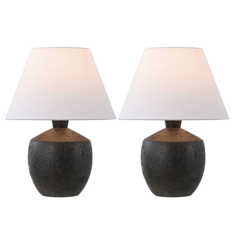 Myron 18" Minimalist Scandinavian Concrete Effect Resin/Iron LED Table Lamp