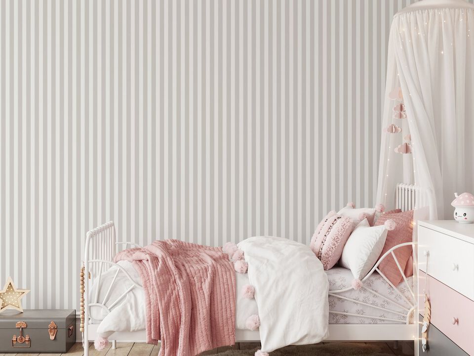 Tiny Tots 2 Regency Stripe Silver Grey Wallpaper G78401