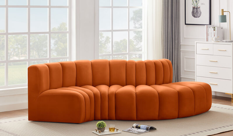 Meridian Furniture Arc Cognac Velvet Modular Sofa image number 1