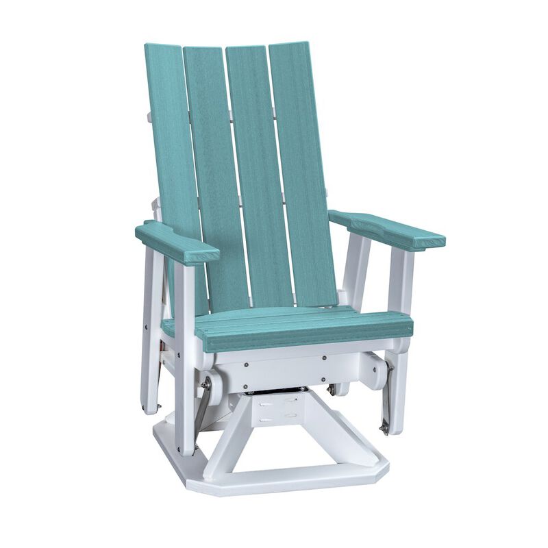 American Furniture Classics Brandon Swivel Glider in Aruba Blue on a White Base