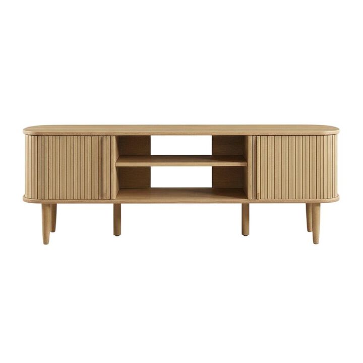 Gray wood TV stand with sleek design and sturdy construction