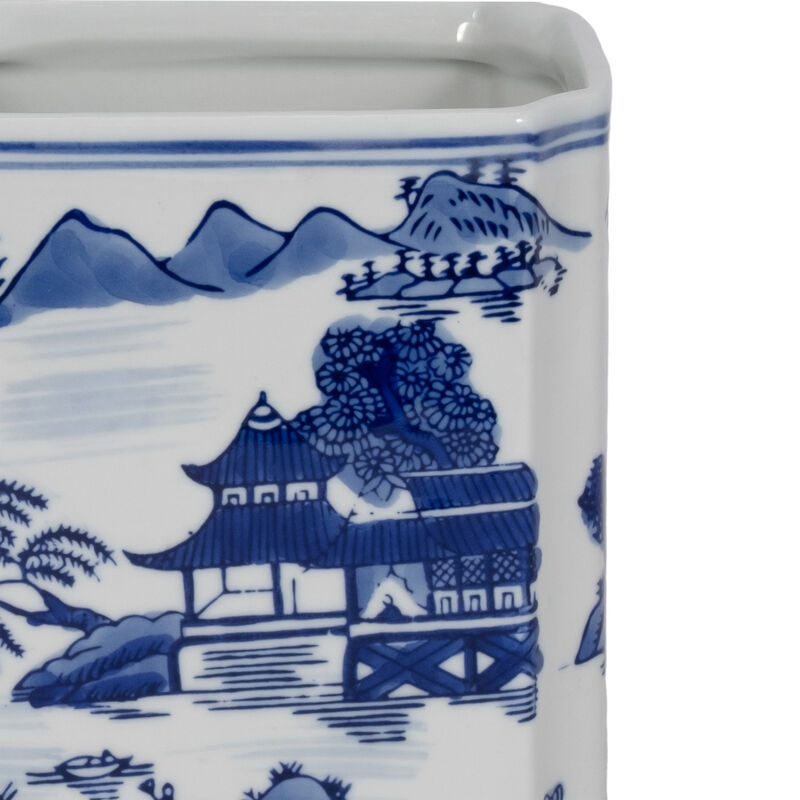 Cer, 8"h Rectangular Jar W/ Lid, Blue image number 4