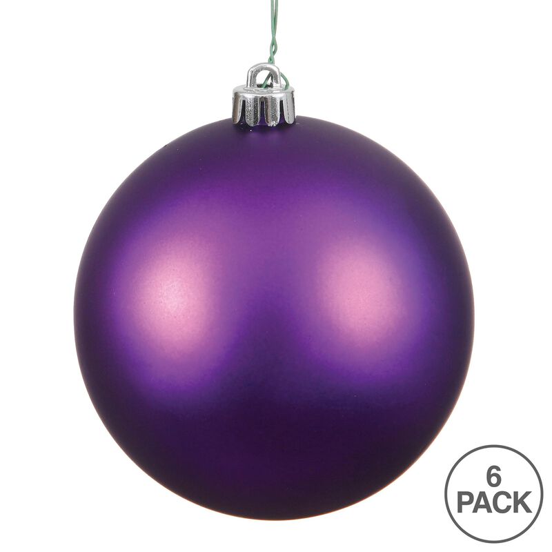 Vickerman 4" Plum Matte Ball Ornament, 6 per Bag image number 2