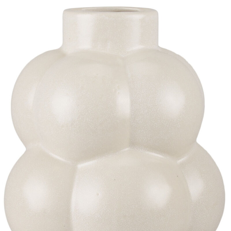 HomeRoots 14" Cream Ceramic Modern Abstract Bubbles Table Vase image number 2