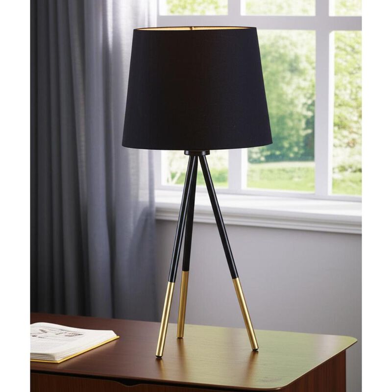 Hivvago 20" Gold Tripod Table Lamp With Black Empire Shade