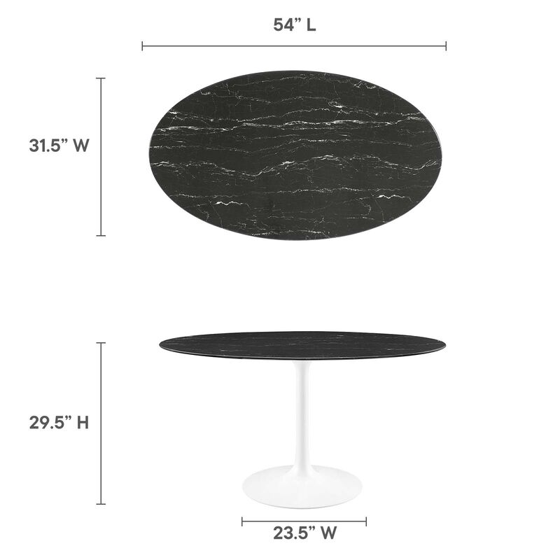 Modway - Lippa 54" Oval Artificial Marble Dining Table White Black image number 6