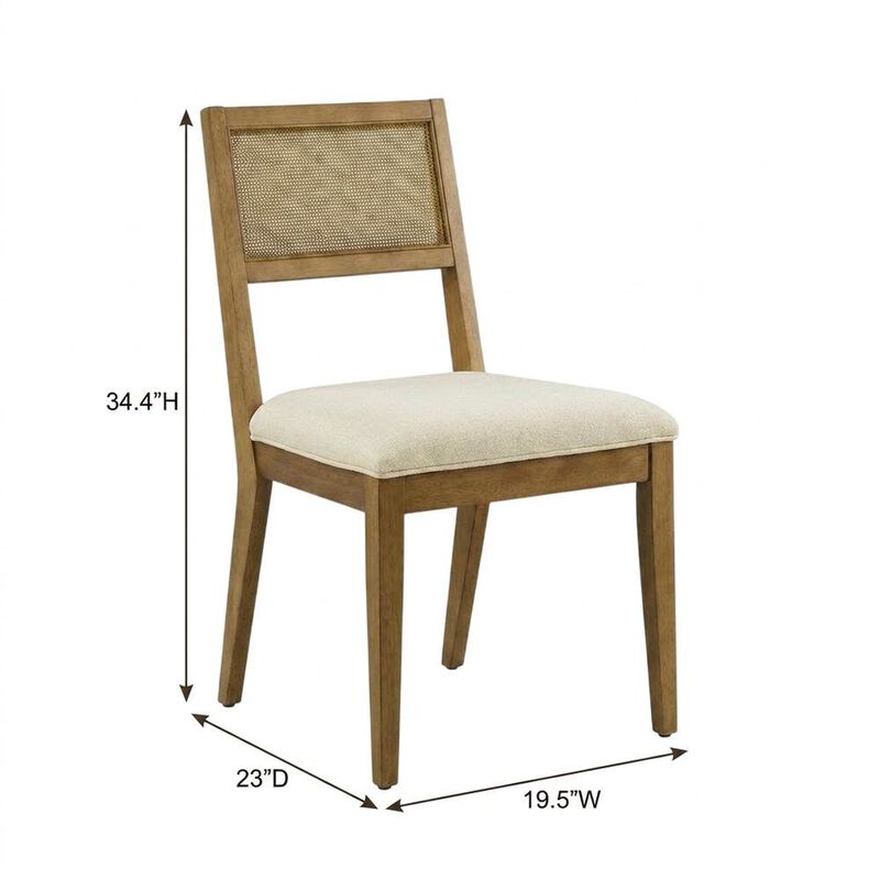 Faux Rattan Fabric Modern Dining Room Chairs, Heathered Weave Ivory, Set of 2 image number 2