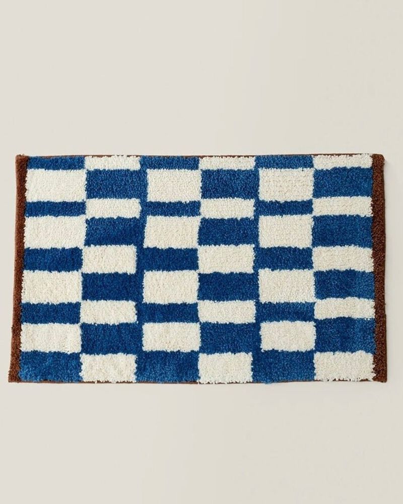 Ultra Soft Retro Checker Bath Rug, Absorbent, Anti-slippery Mat