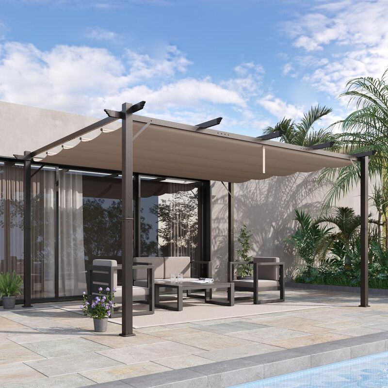 Hivvago 10x10 Patio Gazebo with Curtains & Ventilated Roof image number 1