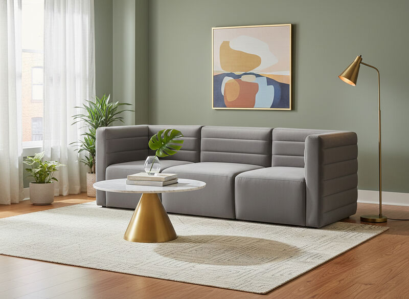 Meridian Furniture Quincy Grey Velvet Modular Sofa image number 1