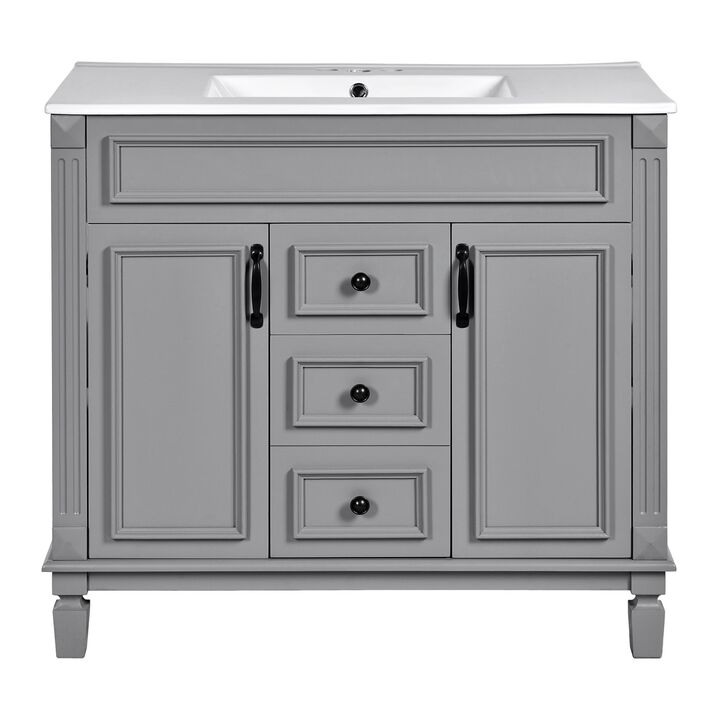 36 in. W Modern Bathroom Vanity with Sink and Top, 2 Soft-Close Doors and Storage Cabinet