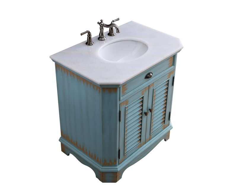 32 Inch Benton Collection Rustic Blue Bathroom Sink Vanity image number 3