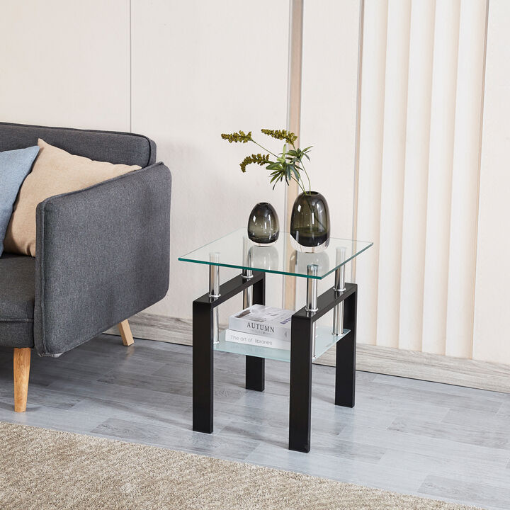 Streamdale Clear Glass End Table with Storage
