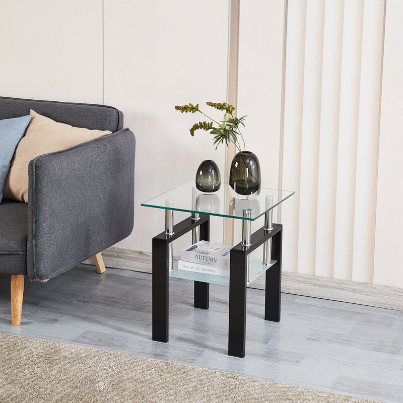 Streamdale Clear Glass End Table with Storage image number 1