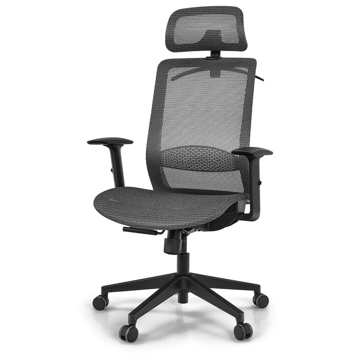Costway Ergonomic High Back Mesh Office Chair Recliner Task Chair w/Hanger Grey