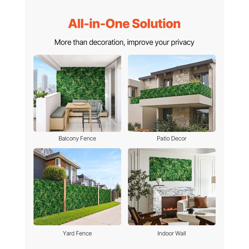 Boxwood Artificial Hedge Panels 8 Pack, Decorative Green Wall Backdrop for Garden & Patio image number 4
