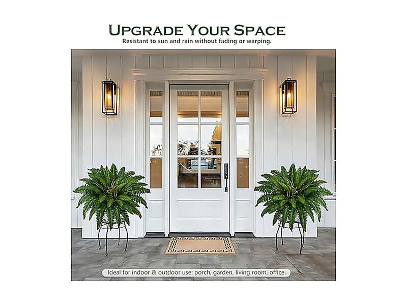 38 Artificial Boston Ferns Bush Plants Set 2 Large Faux Hanging Decor 47 Fronds image number 1