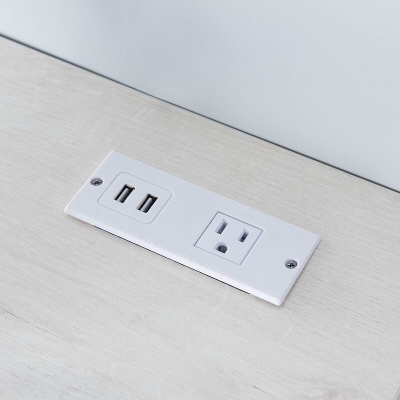 White Oak & Distressed Grey Home Office Computer Desk with Side Shelves