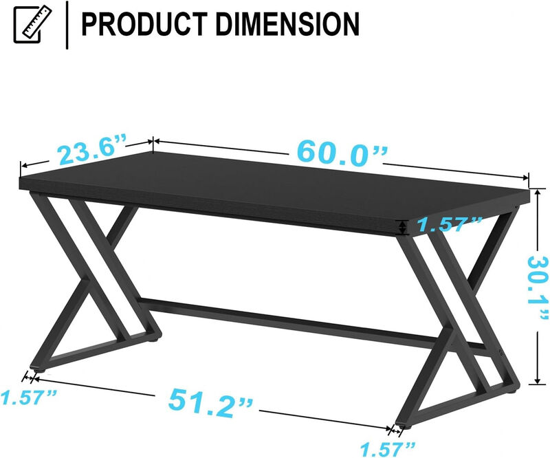 Top True Wood Computer Desk, Modern Writing Desk with Metal Legs for Home Office image number 2