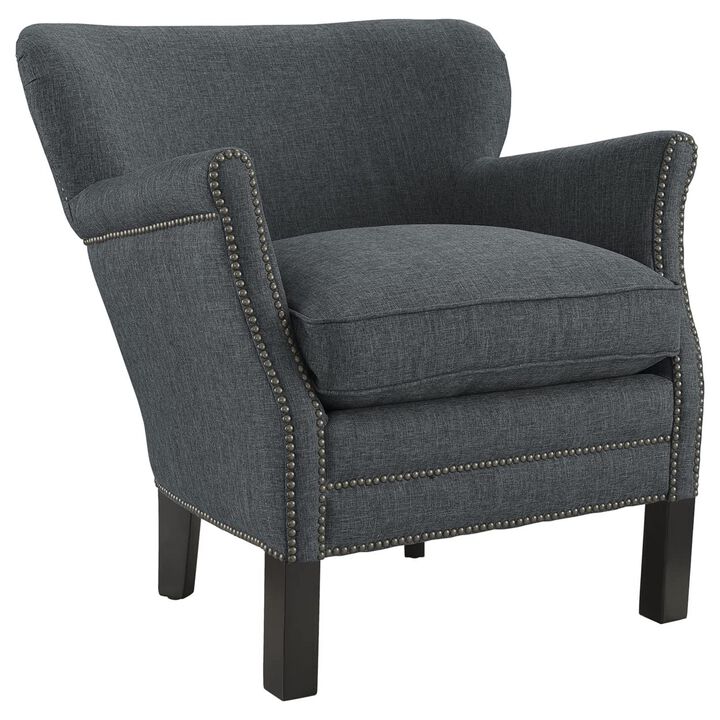 Modway Key Fabric Upholstered Accent Lounge Arm Chair in Gray with Nailhead Trim
