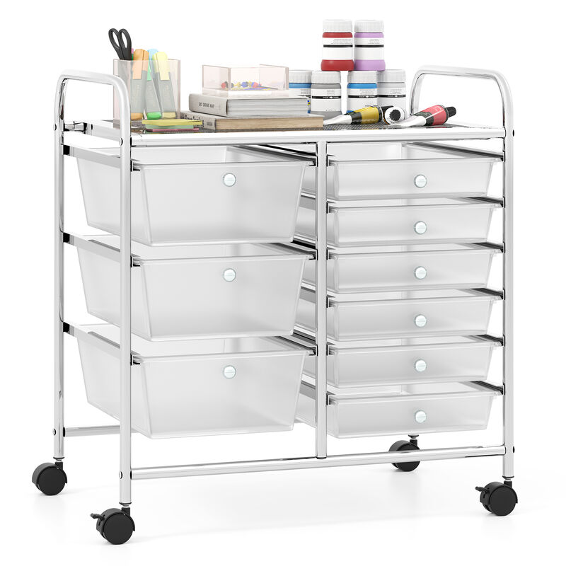 9-Drawer Rolling Organizer Cart &ndash; Multi-Color Storage with Metal Frame