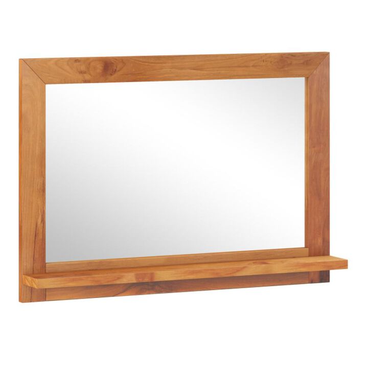 Hivvago Farmhouse Wall Mirror with Shelf and Teak Wood Frame