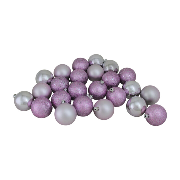 24ct Lavender Purple Shatterproof 4-Finish Christmas Ball Ornaments 2.5" (60mm)