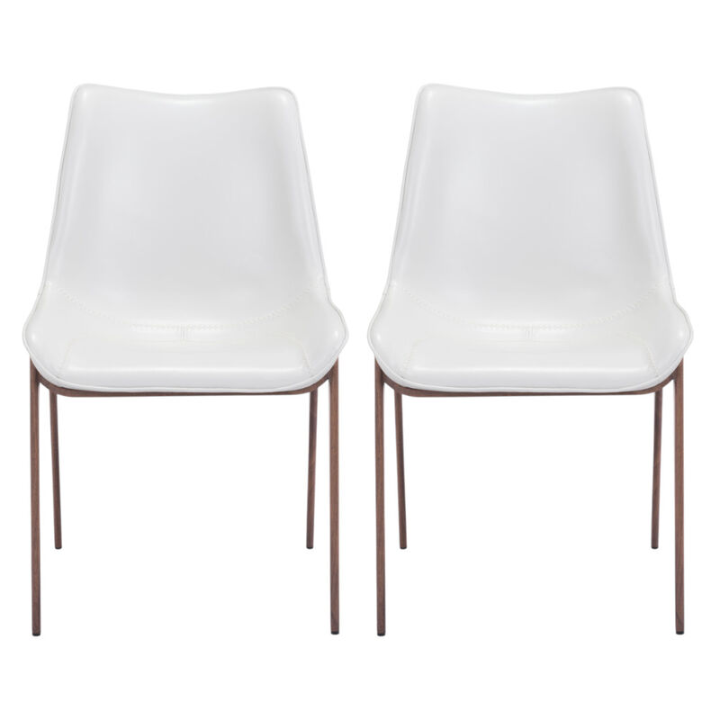 Set of 2 Upholstered Faux Leather Open Back Dining Side Chairs for Kitchen or Dining