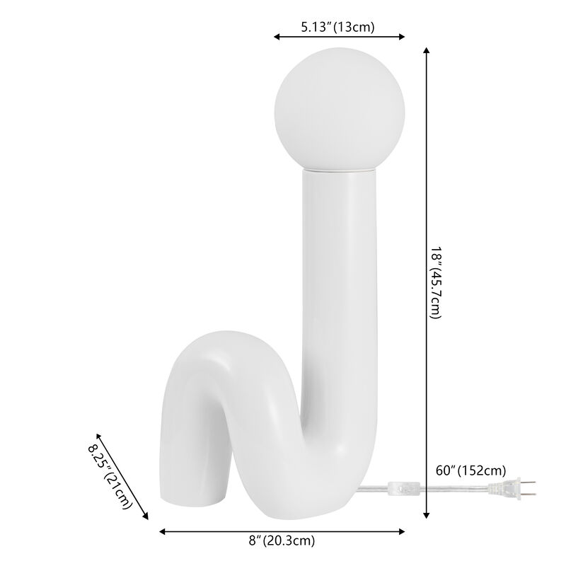 Katya 18" Scandinavian Minimalist Ceramic Spiral Tube LED Table Lamp