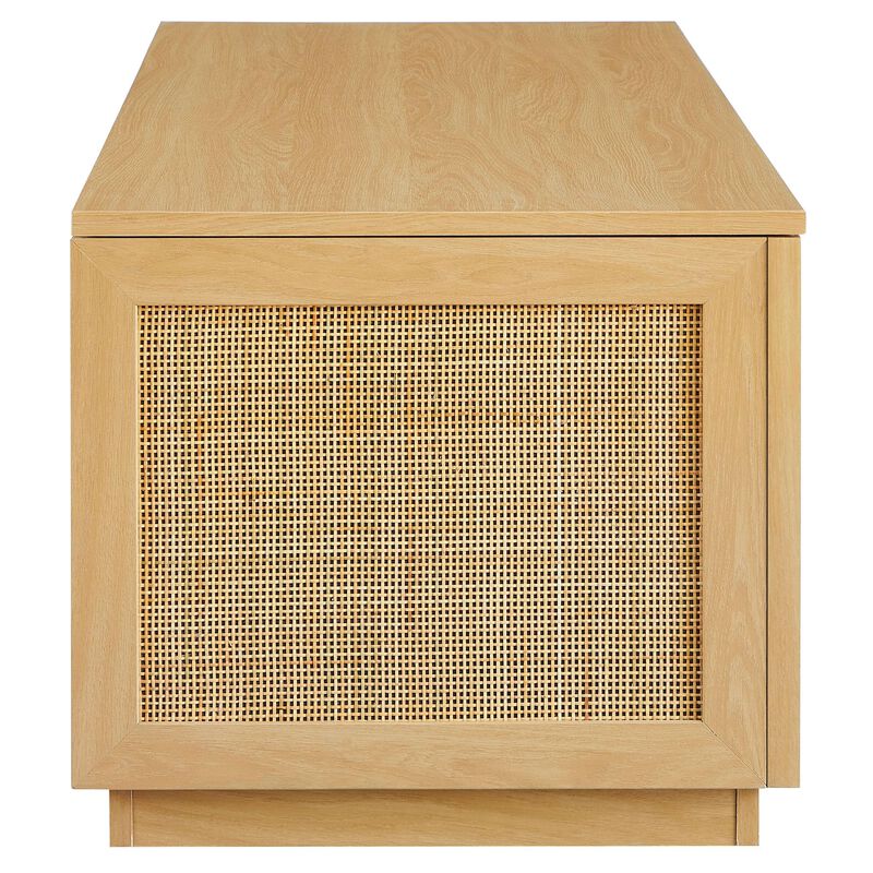 Modway Soma Rattan Storage Bench in Oak &ndash; Faux Cane Flip-Top Low Profile Storage Ottoman for Bedroom, Entryway, or Living Room image number 6