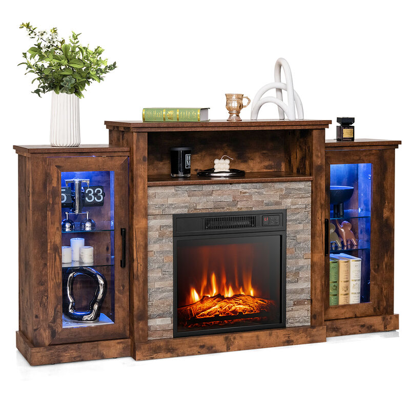 LED Fireplace TV Stand with 16-Color Lights for TVs