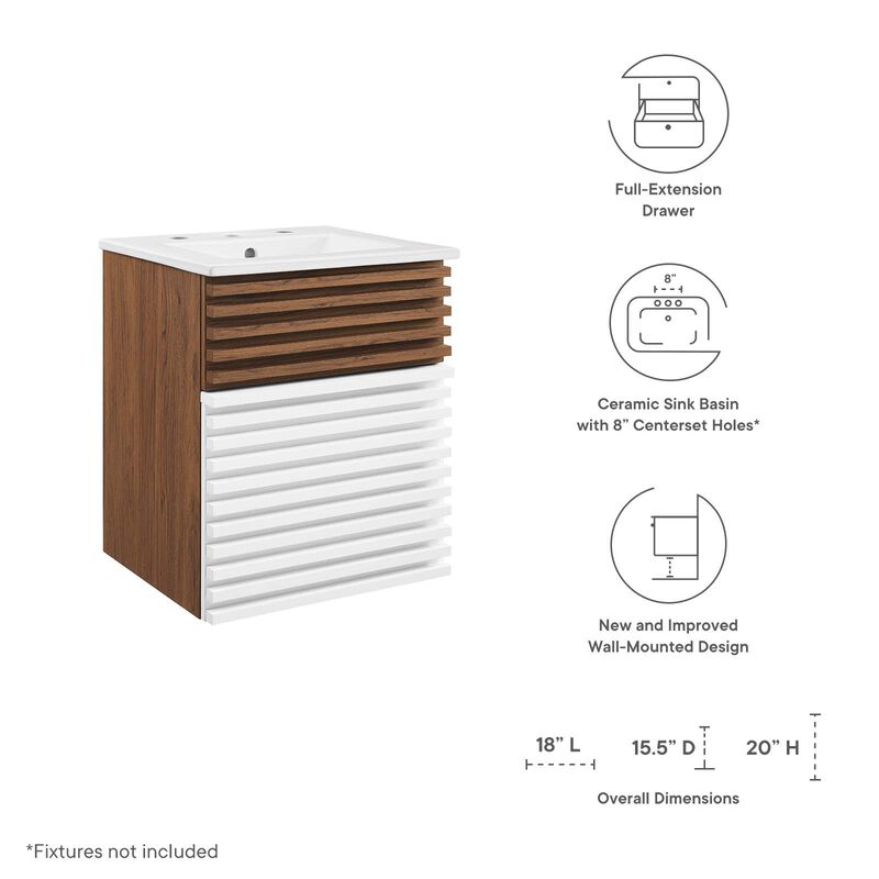 Render 18" Wall-Mount Bathroom Vanity image number 7