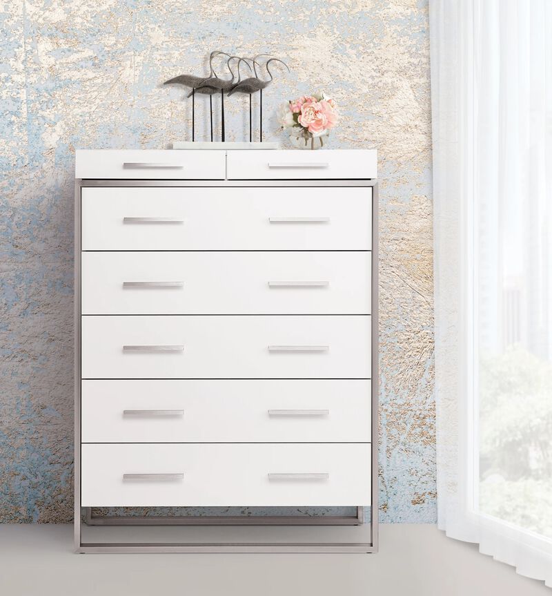 Michael Amini Marquee 7-Drawer Chest - Cloud White