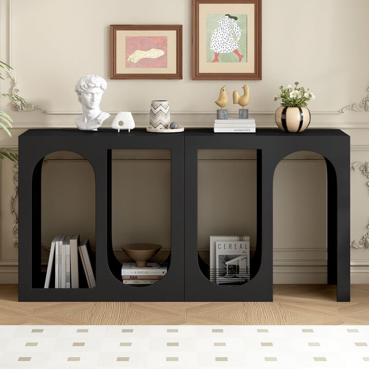 Clihome Modern Modular Entryway Console Table with Rectangular Exterior and Curved Interior Design for Customizable Arrangements,Suitable for Study,Entrance and Living Room