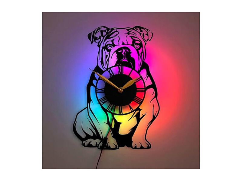 English Bulldog LED Lights Dog Lovers Wall Clock Black Home Decor image number 0