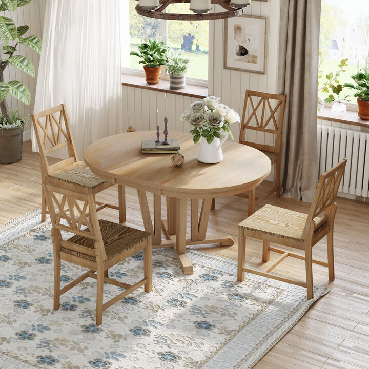 Rustic 5-Piece Extendable Dining Table Set