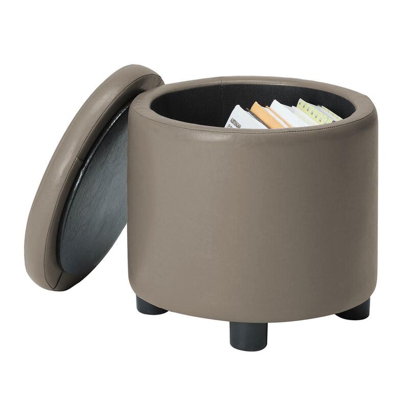 Convience Concept, Inc. Designs 4 Comfort Round Accent Storage Ottoman with Reversible Tray Lid