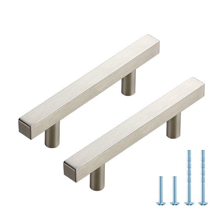 JOY DECOR 20 Pack Brushed Nickel Kitchen Cabinet Drawer Pulls, Square Bar Handles for Cupboards, 5 Inch Cabinet Pulls with 3 Inc