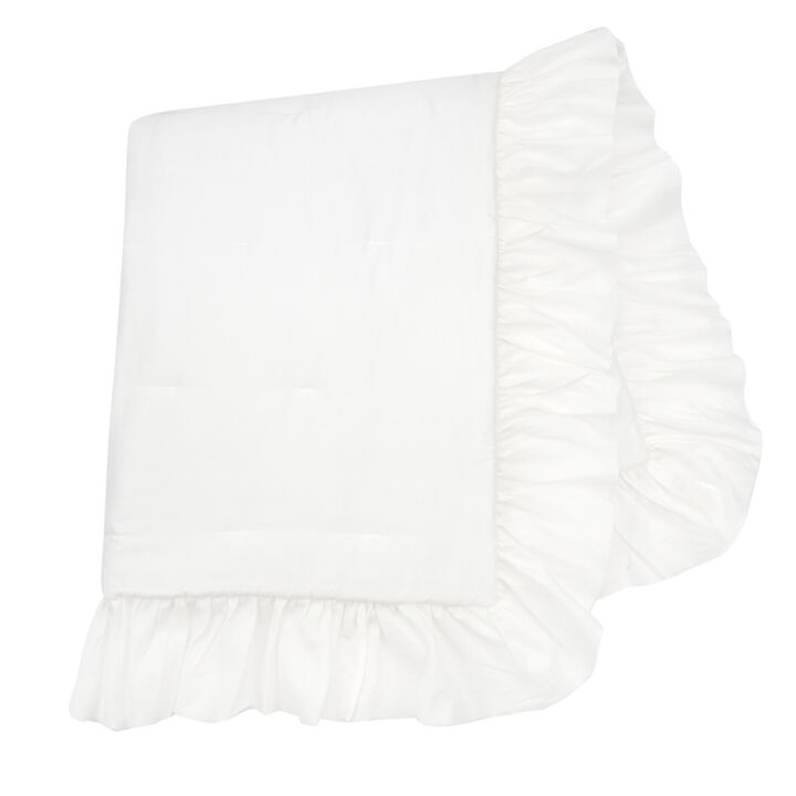 Lambs & Ivy Signature White Cotton Sateen Ruffle Baby/Toddler Quilt