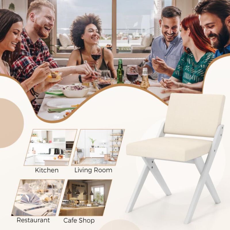 Hivvago Wooden Dining Chairs of 2 with Rubber Wood Frame and Padded Cushions