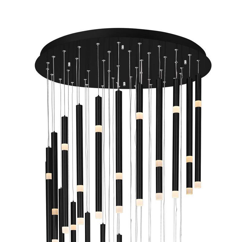 CWI Lighting Flute 54 Light LED Chandelier With Black Finish