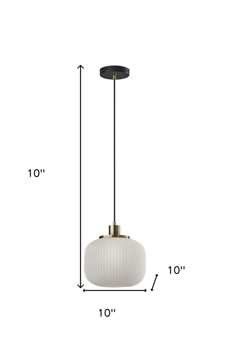 HomeRoots Striped Glass Glow Metal Pendant image number 3