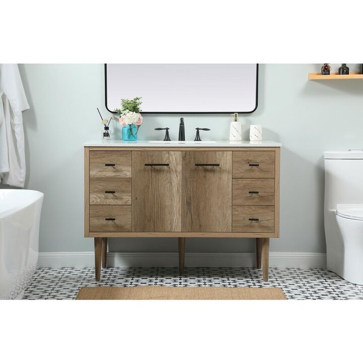 Elegant Kitchen and Bath 48 inch Single bathroom vanity in natural oak