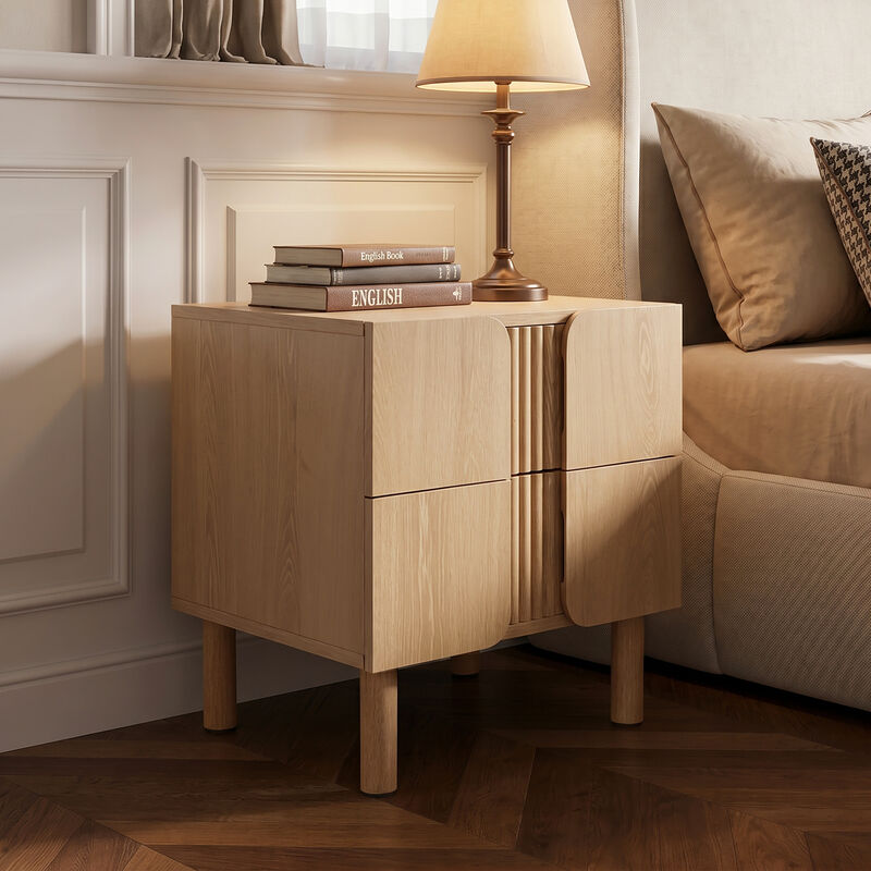 20.5" Blonde Birch 2-Drawer Wood Nightstand image number 2