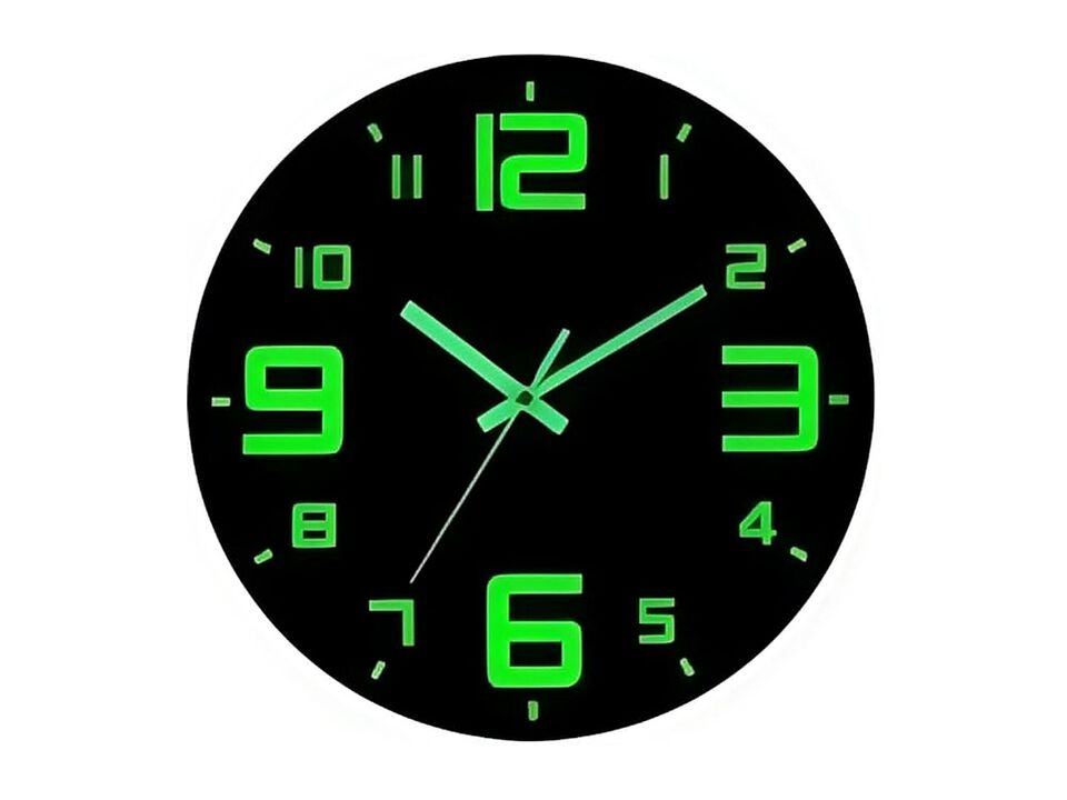 Glow In The Dark Vinyl Night Light Wall Clock 30 Cm Silent Non Ticking