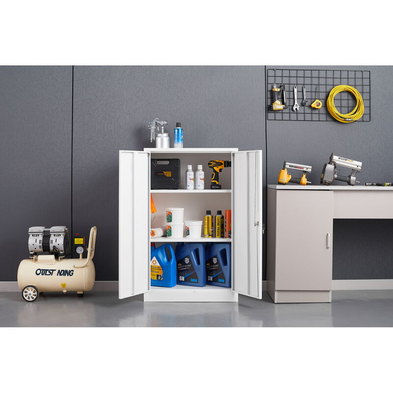 Streamdale Locking Metal Storage Cabinet with Shelf, White