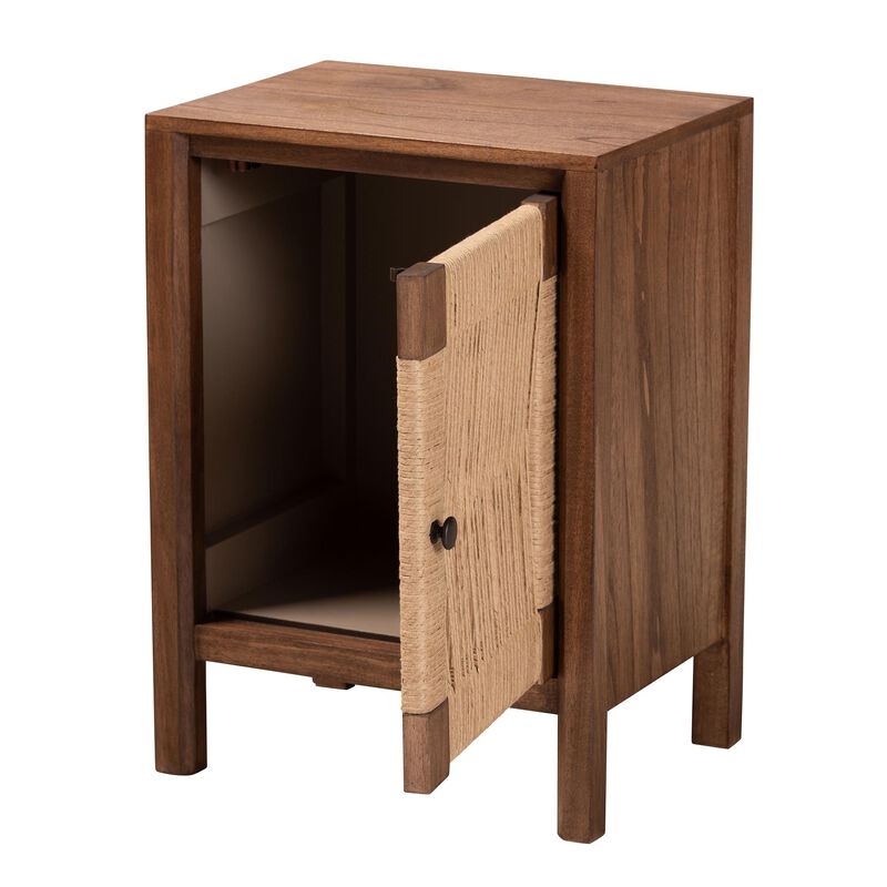 Baxton Studio Holitz Modern Bohemian Walnut Brown Finished Bayur Wood Nightstand