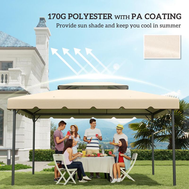 Hivvago Double Vented Roof 13' x 10' Gazebo Canopy image number 5