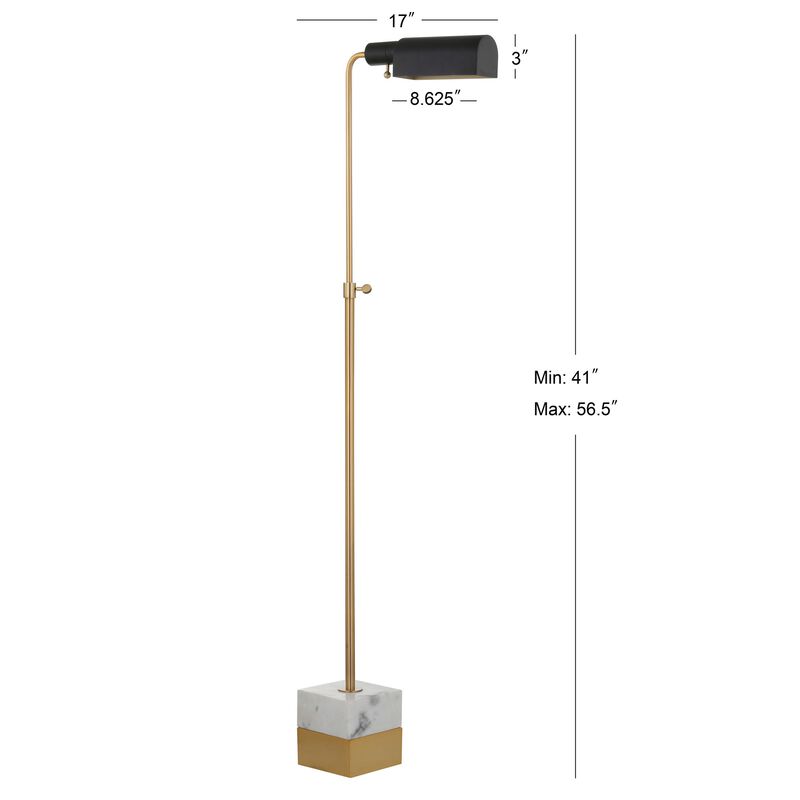 Iva Adjustable Brass Library LED Floor Lamp