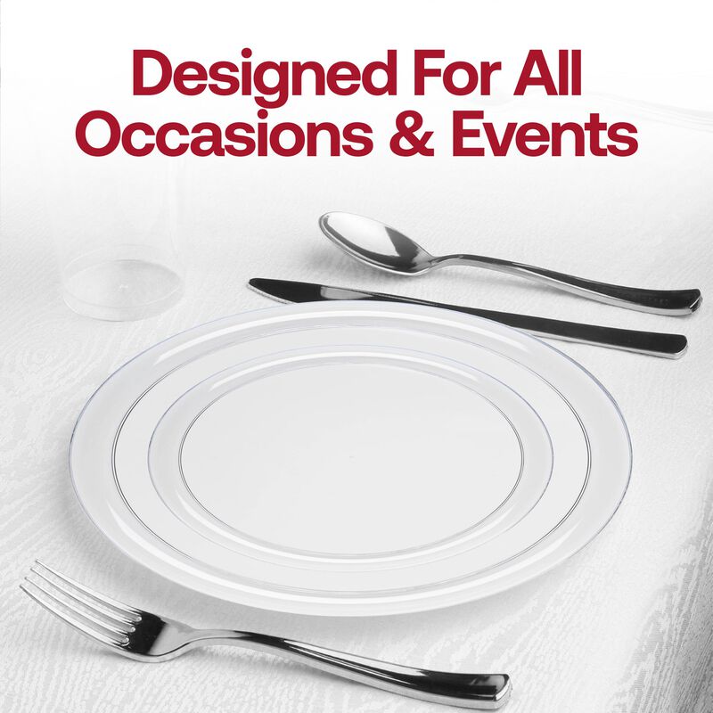 Clear Flat Round Plastic Wedding Value Set (30 Sets) image number 6